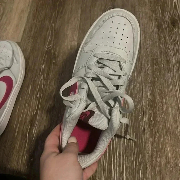 Nike Court Borough Low 2 Gs Pure Platinum Pink Prime - Picture 5 of 6